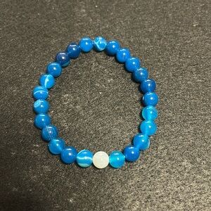 Hand crafted blue agate bracelet. Unisex. - FREE gift with purchase!